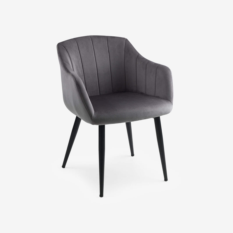 Hobart Scalloped  Chair Grey