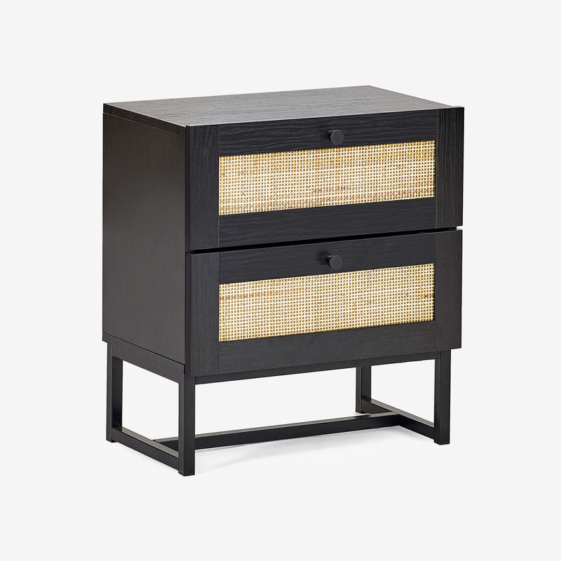 Padstow 2 Drawer Bedside Cabinet Black